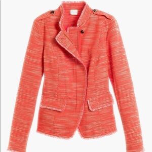 Like New Chico's Orange Textured Fringe Jacket S